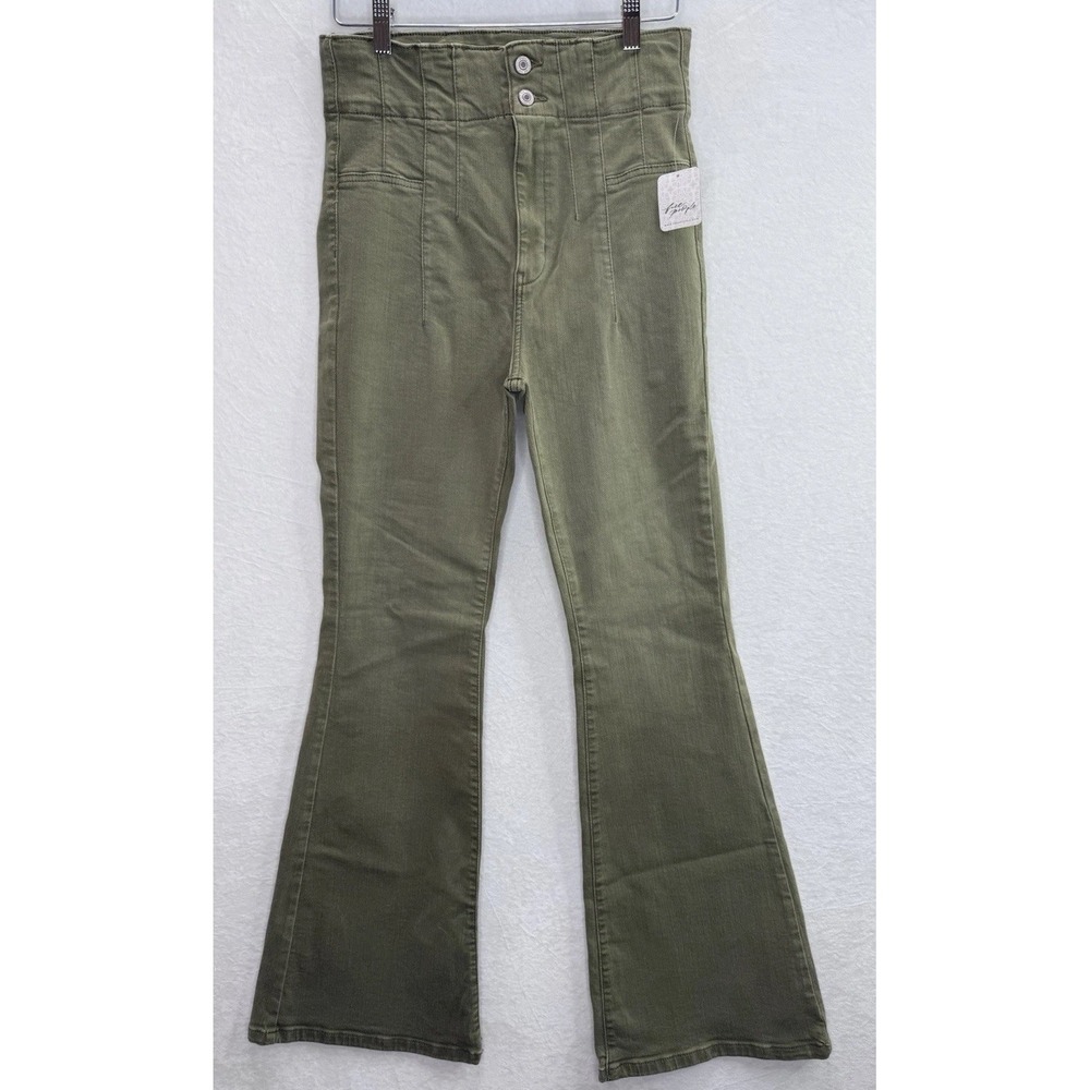 Free People We The Free Jayde Flare Jeans in Green Size 29‎ NWT - Picture 2 of 10
